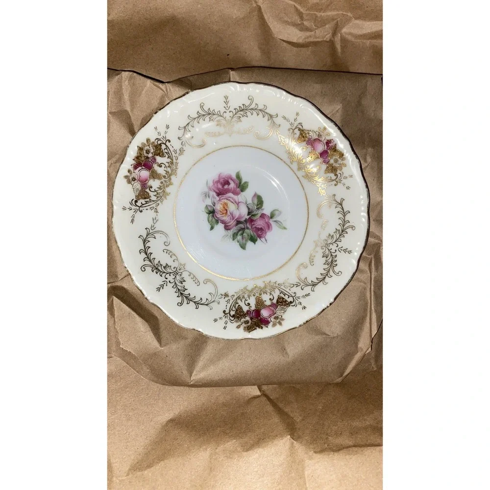 Vintage Del Mar Japan Saucer Hand Painted Raised 24k‎ Gold marked